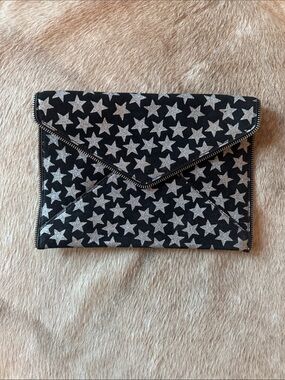 Rebecca Minkoff Black Clutch with Silver Star Pattern